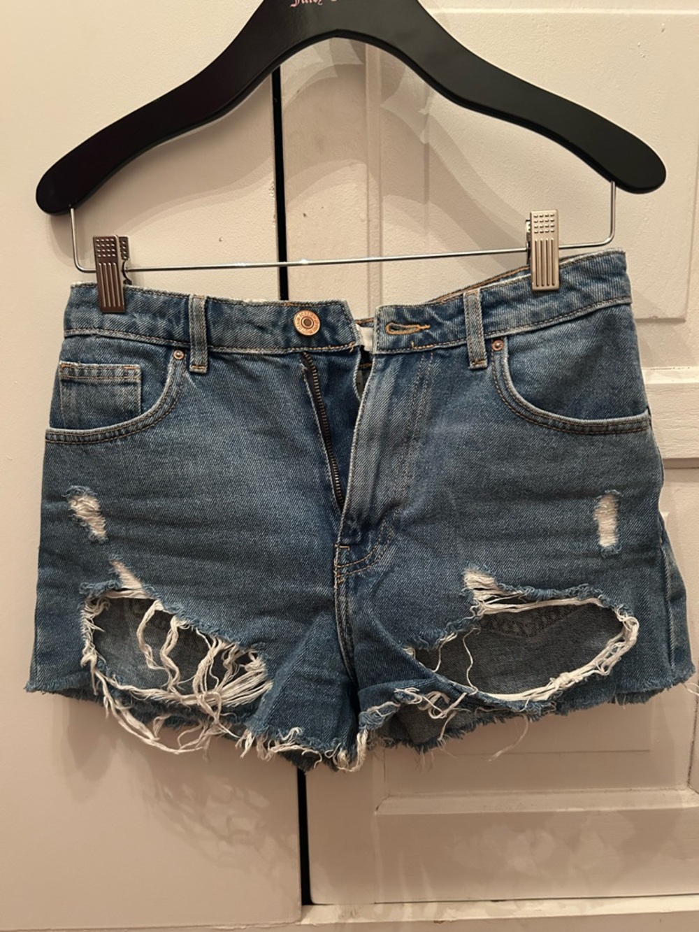 Forever 21 Distressed Blue Denim Jean Shorts